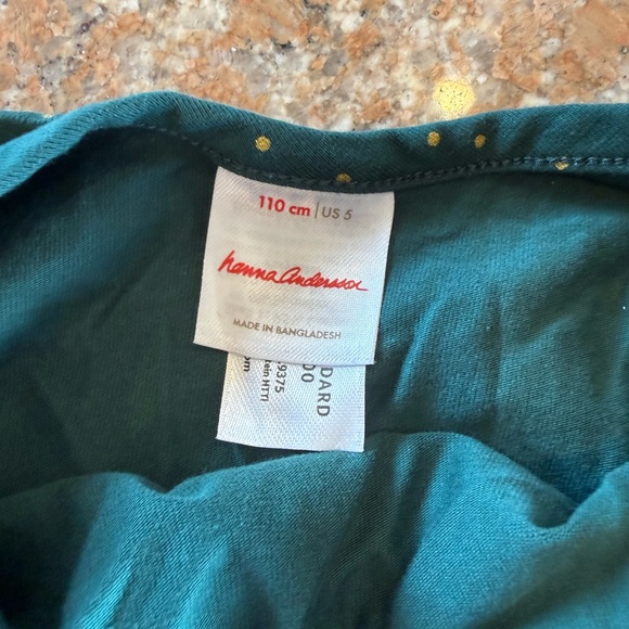 Hanna Andersson Teal Dress with Gold Accents- Christmas dress- worn once likenew - Picture 2 of 2